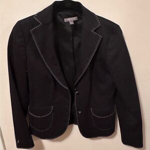 Ann Taylor Black Blazer with White Stitching